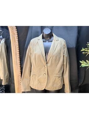 Talbots Petite 14P Khaki Cotton Blazer Jacket